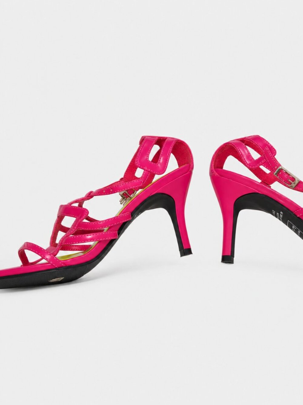 Original Anthony Hot Pink Lime Green Strappy Heels Size 8M VGUC